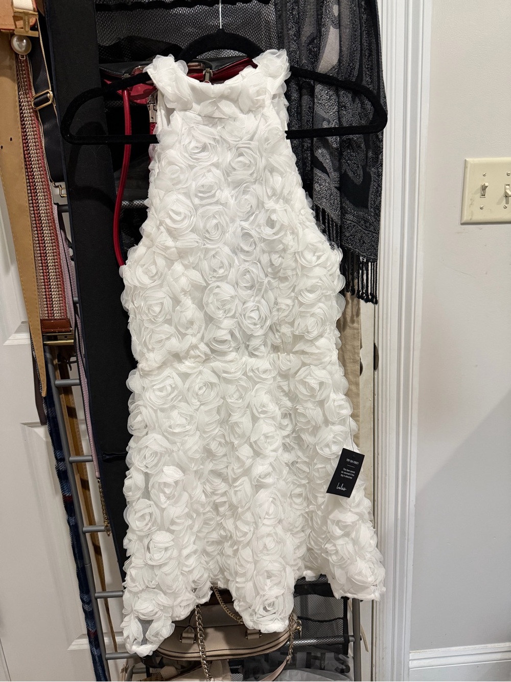 Lulu's White Textured Floral Dress